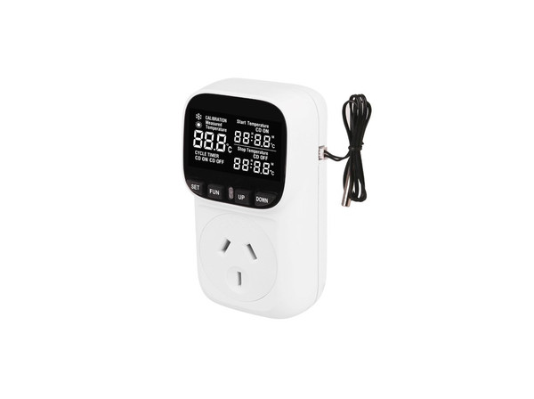 Digital Temperature Controller Thermostat Outlet 10A Control Timer Sensor