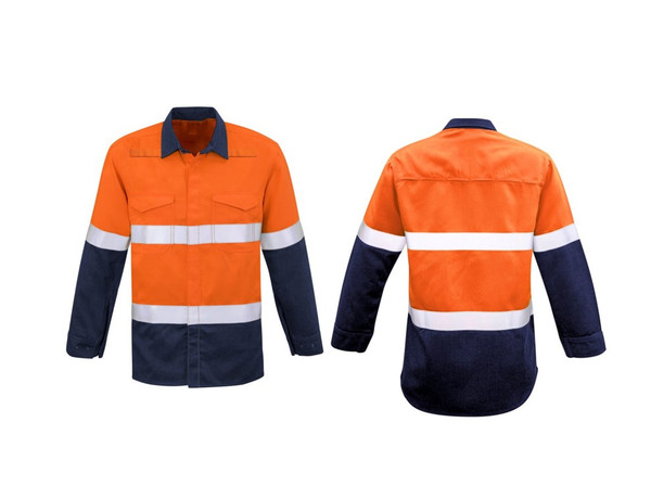 Small Cotton Drill Jacket Orange Hi Vis Hooped Taped Spliced Shirt