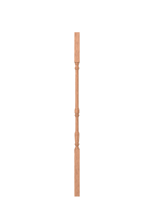 LJ-5067 Unfinished Red Oak Square Top  Wood Baluster 38"