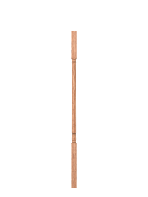 LJ-5141 Unfinished Red Oak Square Top  Wood Baluster 38"