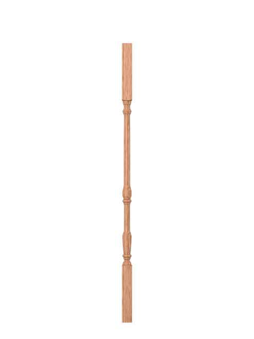 LJ-5067 Unfinished Red Oak Square Top  Wood Baluster 34"