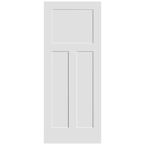 1-3/8-in. Shaker 3 Panel Primed Laminated MDF 2'0" x 8'0" Door