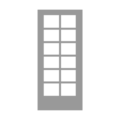 Black Onyx Full 12-Lite 1" Grid 3080 Low-E TRNS 36" x 96"