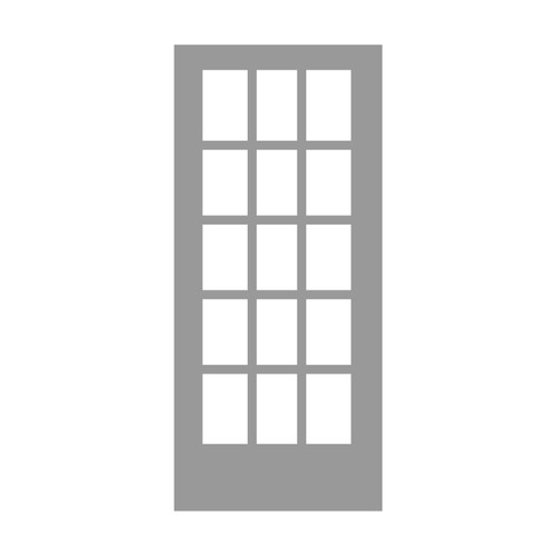 Smooth White Full 15-Lite 1" Grid 3068 Low-E TRNS 36" x 80"