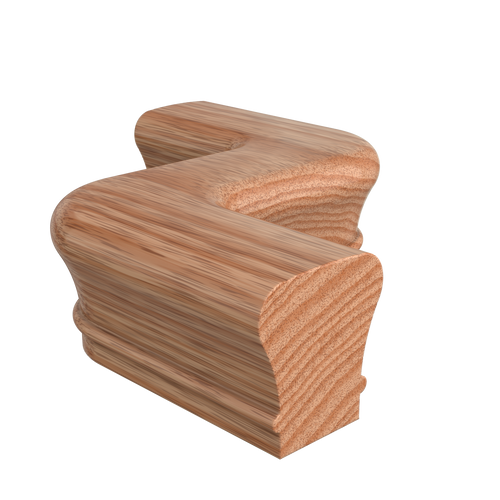 LJ-7047W Unfinished Red Oak Non Plowed Left Hand Wide S Shape Fitting