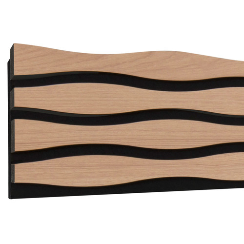 Oak MDF Wavy Acoustic Slat Wall Panel 10'