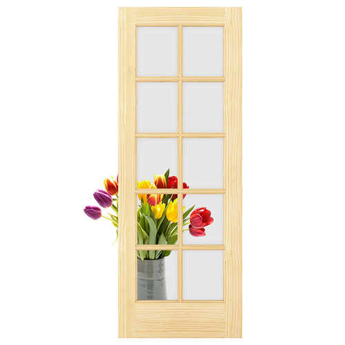 1-3/8-in. 10 Lite Vertical Grain Pine 1'6" x 6'8" Door