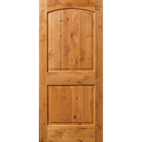 1-3/8-in. 2 Panel Arch Top V Grooved Knotty Alder 1'6" x 6'8" Door