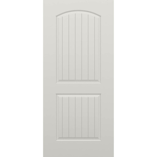 1-3/4-in. 2 Panel Arch Top V Groove  White Fiberglass 2'8" x 6'8" Door