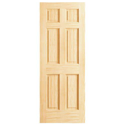 1-3/8-in. 6 Panel Vertical Grain Pine 2'4" x 6'8" Door