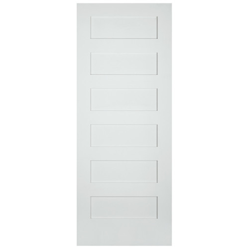 1-3/4-in. Shaker 6 Panel Primed MDF Overlay 3'0" x 8'0" Door