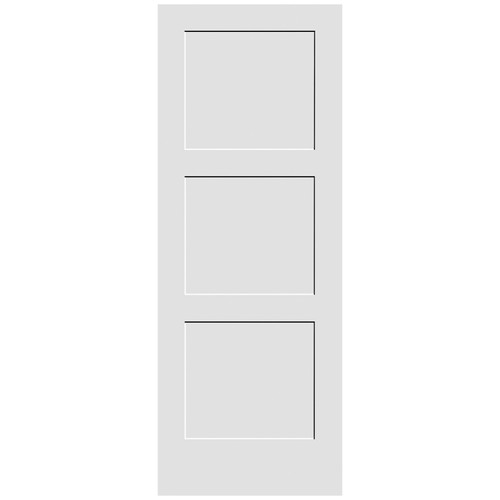 1-3/8-in. Shaker 3 Panel Primed MDF Overlay 2'0" x 6'8" Door