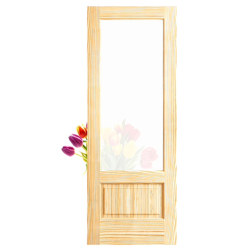 1-3/8-in. 1 Lite 1 Panel Frosted Vertical Grain Pine 2'6" x 8'0" Door