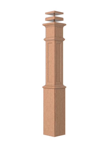 LJRC-4691 Unfinished Oak Recessed Panel Box Newel 55"