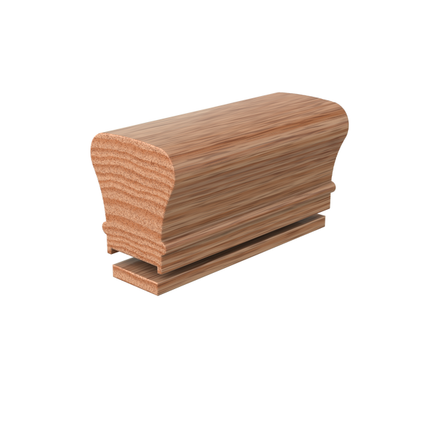 LJAN-6010PUJ/0F Unfinished Red Oak Plowed 1 1/4 in. Engineered Handrail 14' with Fillet Solid Cap