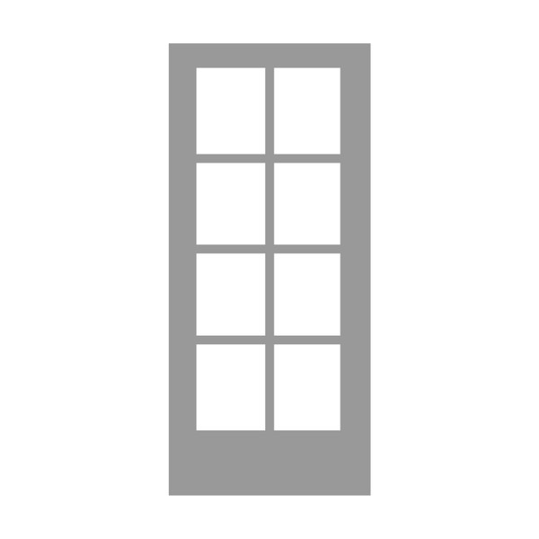 Smooth White Full 8-Lite 1" Grid 3068 Low-E CLR 36" X 80"