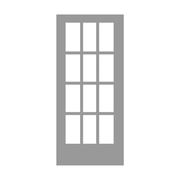 Smooth White Full 12-Lite 1" 3X4 2680 Low-E CLR 30" x 96"