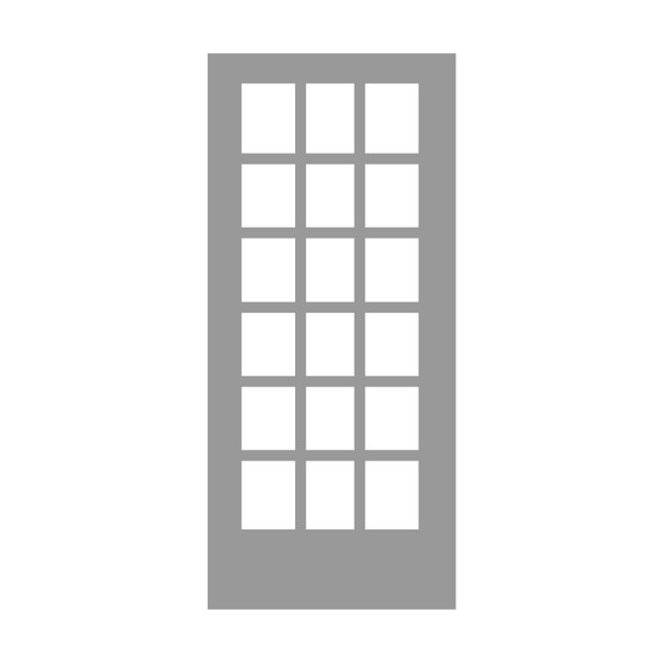 Smooth White Full 18-Lite 1" Grid 3080 Low-E CLR 36" x 96"