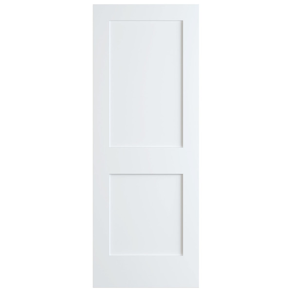 1-3/4" Shaker 2 Panel Primed Pine 2'0" x 6'8" Door