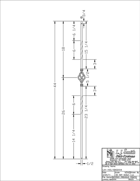 LIH-HOL1BASK44-ABZ Iron Baluster