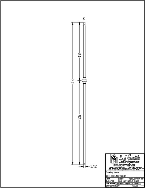 LIH-HOL1KNUC44-MN Iron Baluster