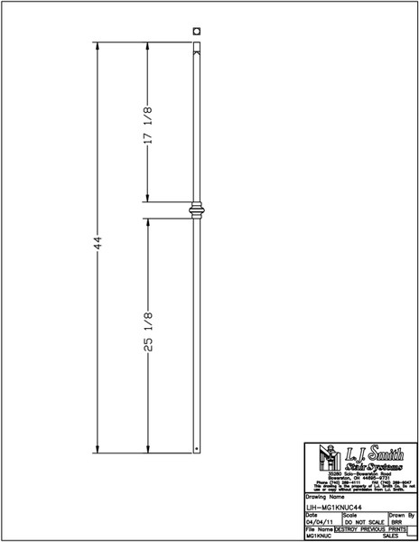 LIH-MG1KNUC44-LSB Iron Baluster