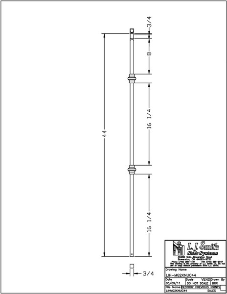 LIH-MG2KNUC44-LSB Iron Baluster