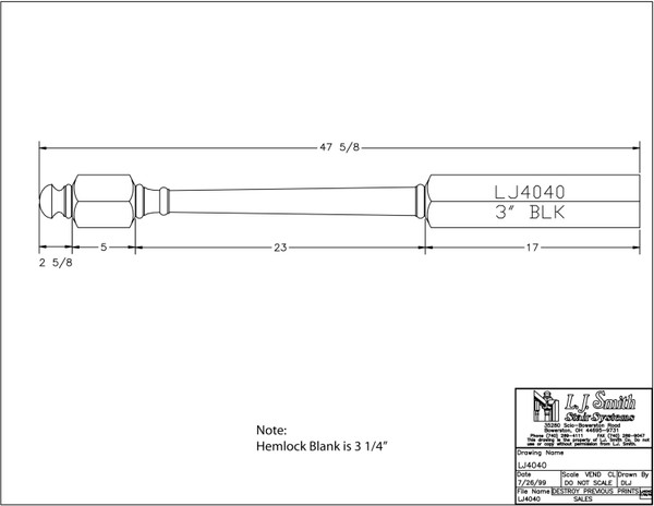 LJ-4040-H Short Utility Newel