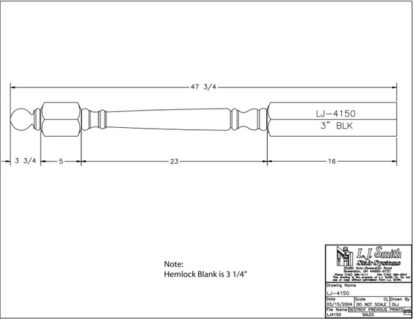 LJ-4150-O Short Utility Newel
