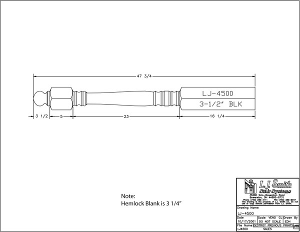 LJ-4500-H Short Utility Newel