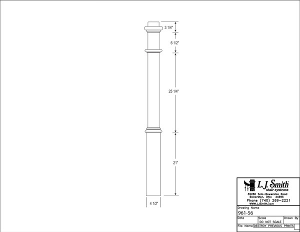 961-56OA Plain Panel Box Newel