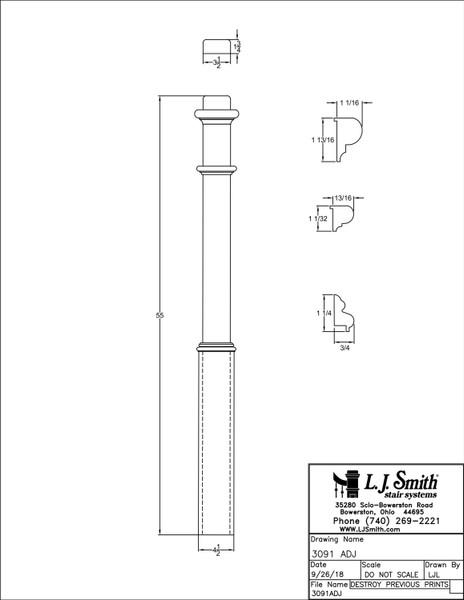 3091-OA Plain Panel Box Newel