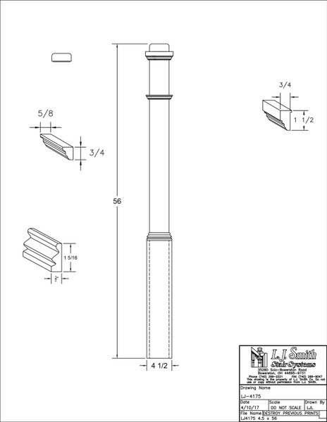 LJ-4175-H Plain Panel Box Newel