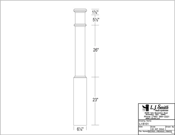 LJ-B101-H Plain Panel Box Newel