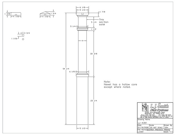 LJ-4391-P Plain Panel Box Newel