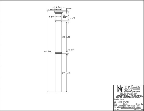 LJ-4392-M Plain Panel Box Newel
