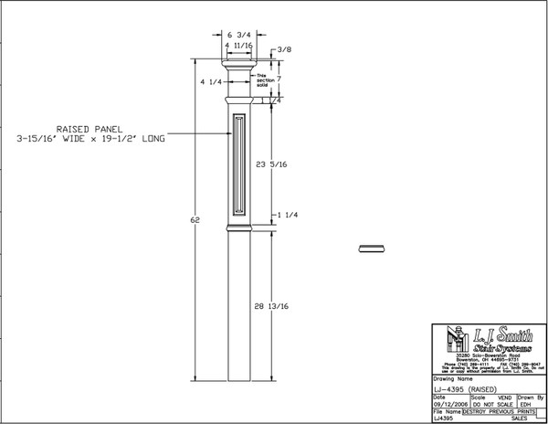 LJ-4395-P Raised Panel Box Newel