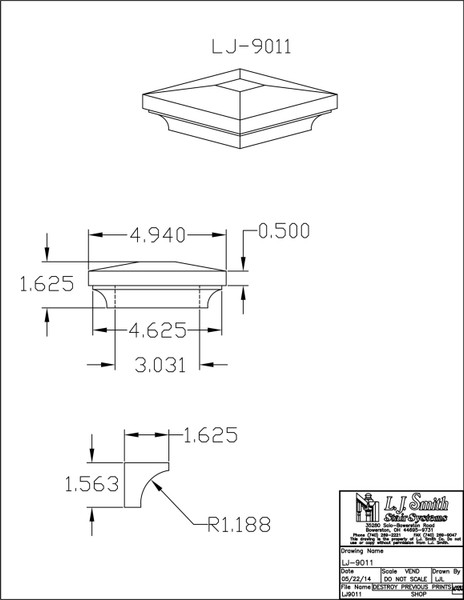 LJ-9011-O Box Newel Cap