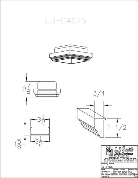 LJ-C4075-WO Box Newel Cap