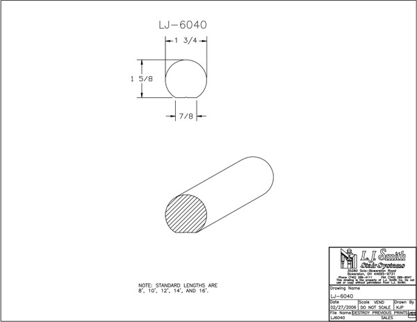 LJ-6040-12-O Wall Rail