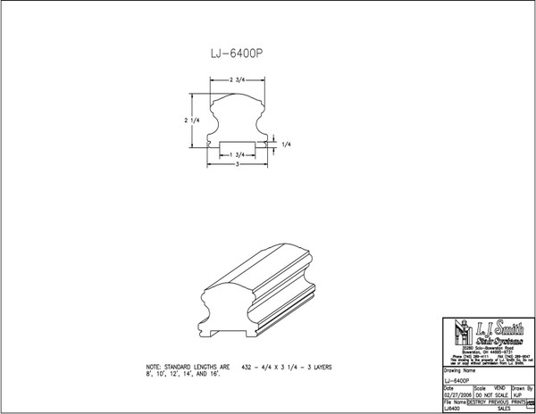 LJ-6400P-08-O Handrail