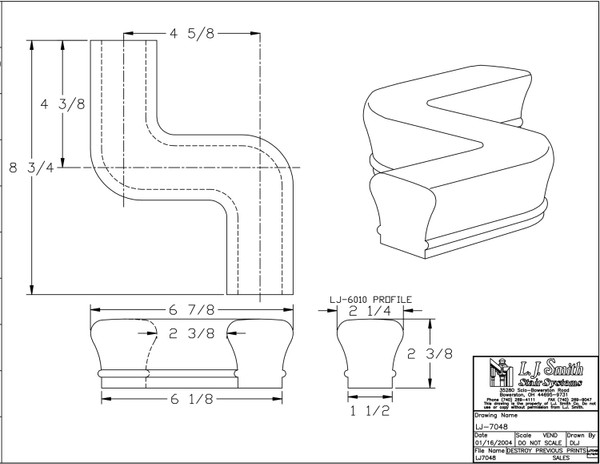 LJ-7048-H Right Hand S Shape Fitting