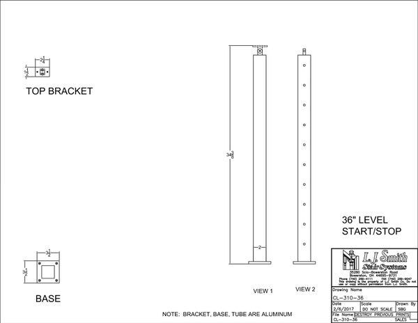 CL-310-36-LSB Cable System Metal Newel