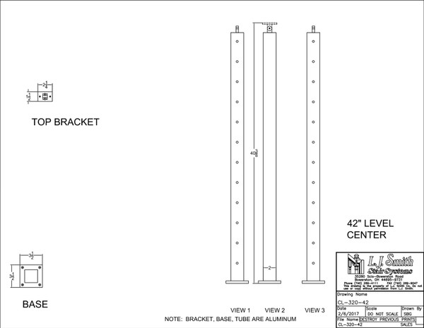 CL-320-42-LSB Cable System Metal Newel