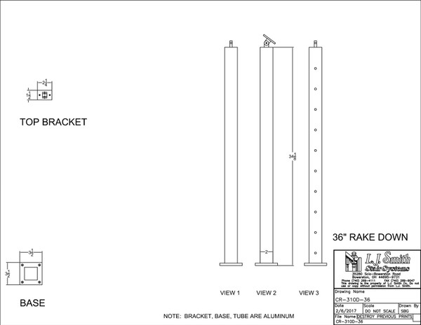 CR-310D-36-LSB Cable System Metal Newel