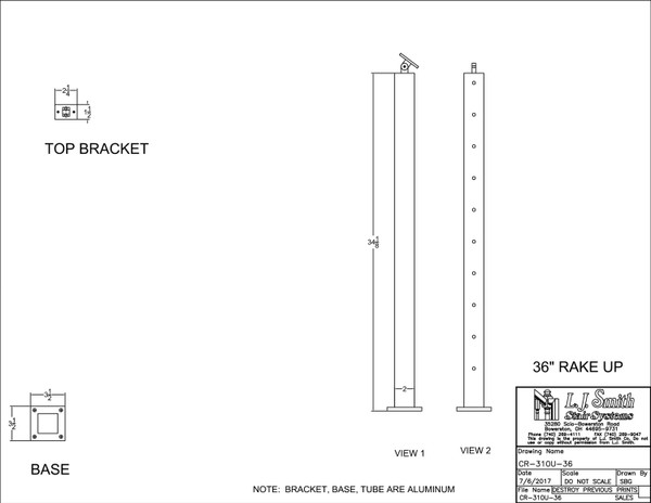CR-310U-36-LSB Cable System Metal Newel
