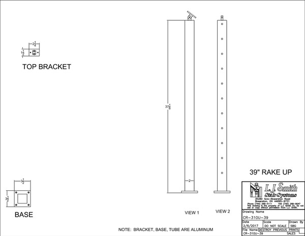 CR-310U-39-LSB Cable System Metal Newel
