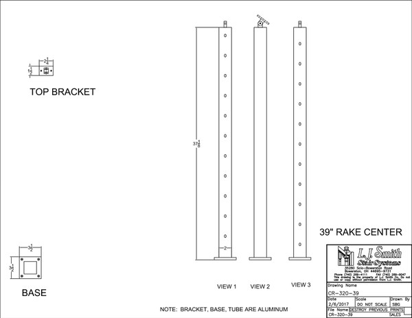 CR-320-39-LSB Cable System Metal Newel