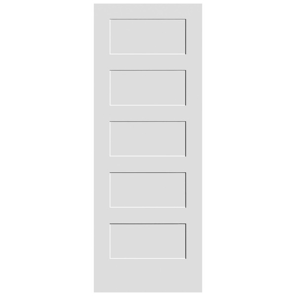 1-3/8-in. Shaker 5 Panel Primed MDF Overlay 1'6" x 6'8" 1'6" x 6'8" Door