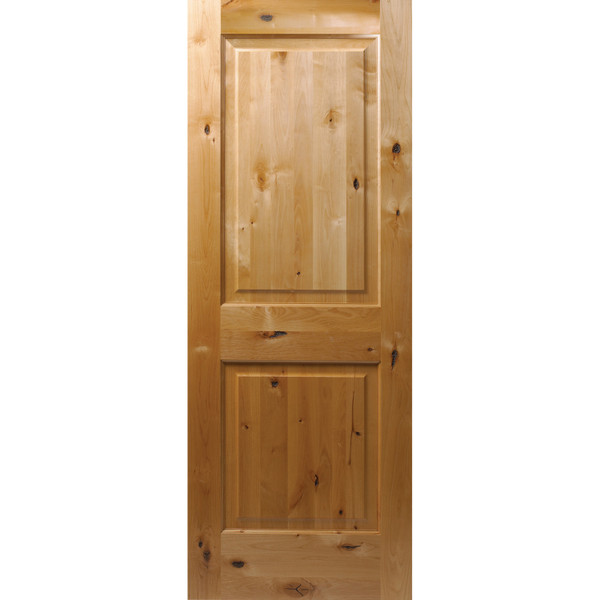 1-3/4-in. 2 Panel Sqr Top Knotty Alder 2'4" x 8'0" Door